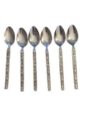 Set Of 6 Interpur Mexicaly Rose Stainless Steel Tea Spoons Japan Discontinued